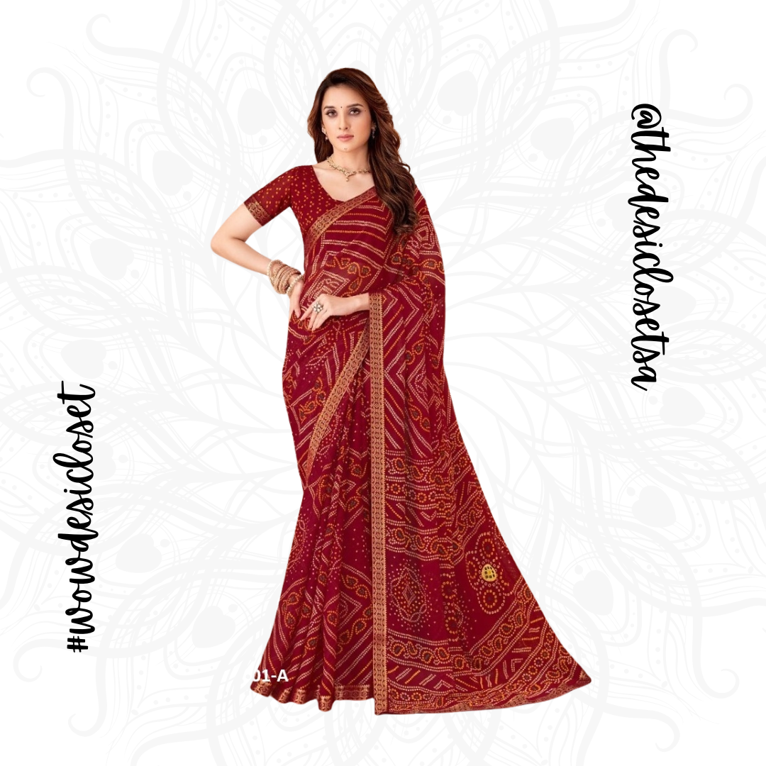 Chiffon Bandhani Sari