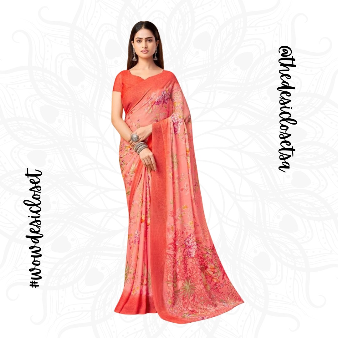 Chiffon Floral Sari