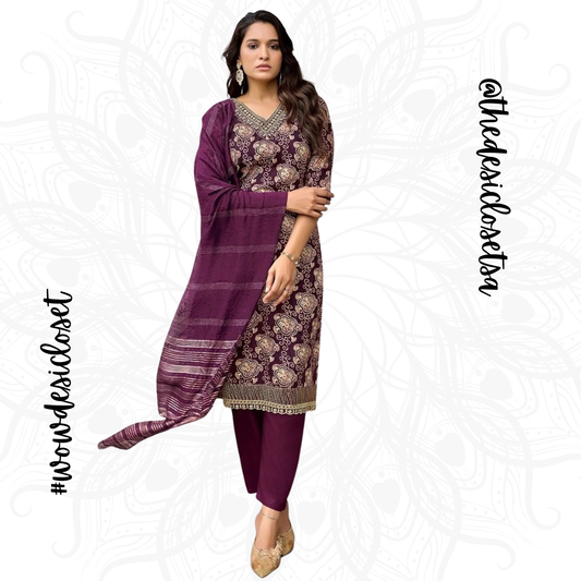 Printed Rayon Salwar Set with Jacquard Dupatta
