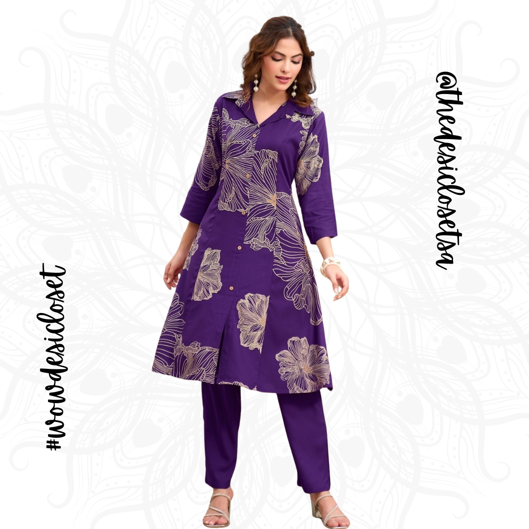 Rayon Foil Print Co-ord Set