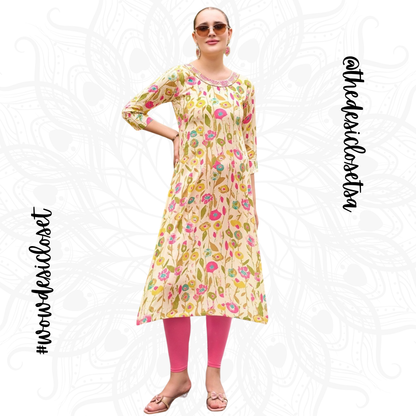 Straight-Cut Printed Rayon Top
