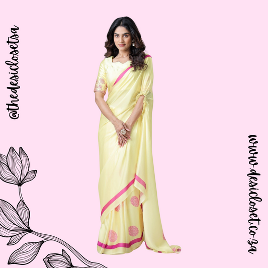 Crape Satin Sari (One Min Sari With Cut Out For Hand/Neck Drape)