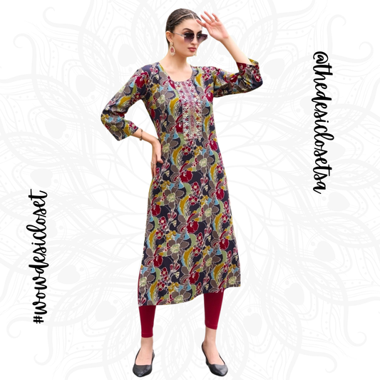 Straight-Cut Printed Rayon Top