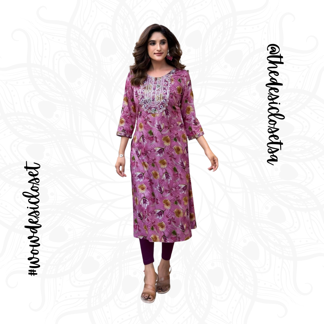 Straight-Cut Printed Rayon Top