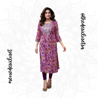 Straight-Cut Printed Rayon Top