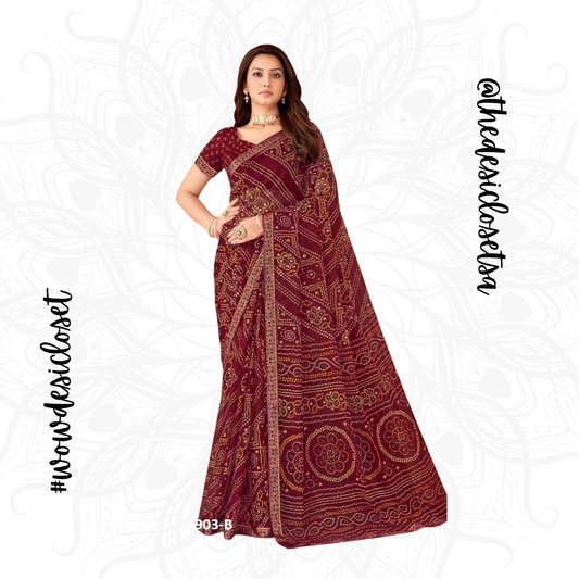 Chiffon Bandhani Sari