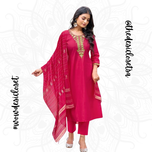 Rayon Salwar Set with Jacquard Dupatta