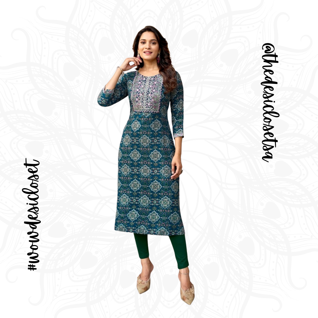 Straight-Cut Printed Rayon Top