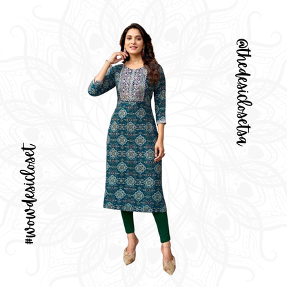 Straight-Cut Printed Rayon Top