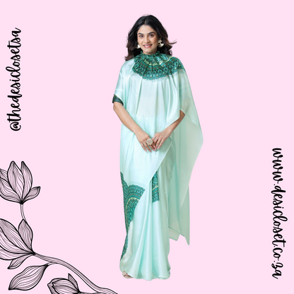 Crape Satin Sari (One Min Sari With Cut Out For Hand/Neck Drape)