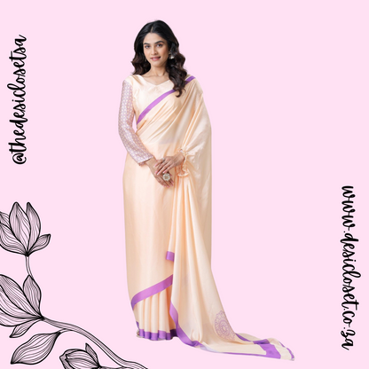 Crape Satin Sari (One Min Sari With Cut Out For Hand/Neck Drape)