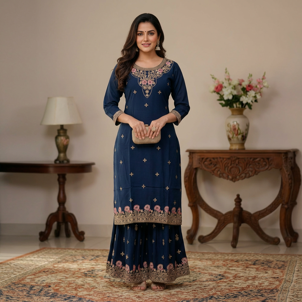Printed Rayon Sharara Set