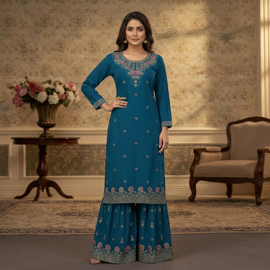 Printed Rayon Sharara Set