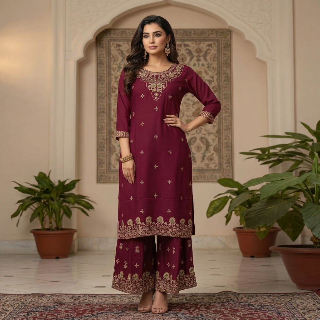 Printed Rayon Sharara Set