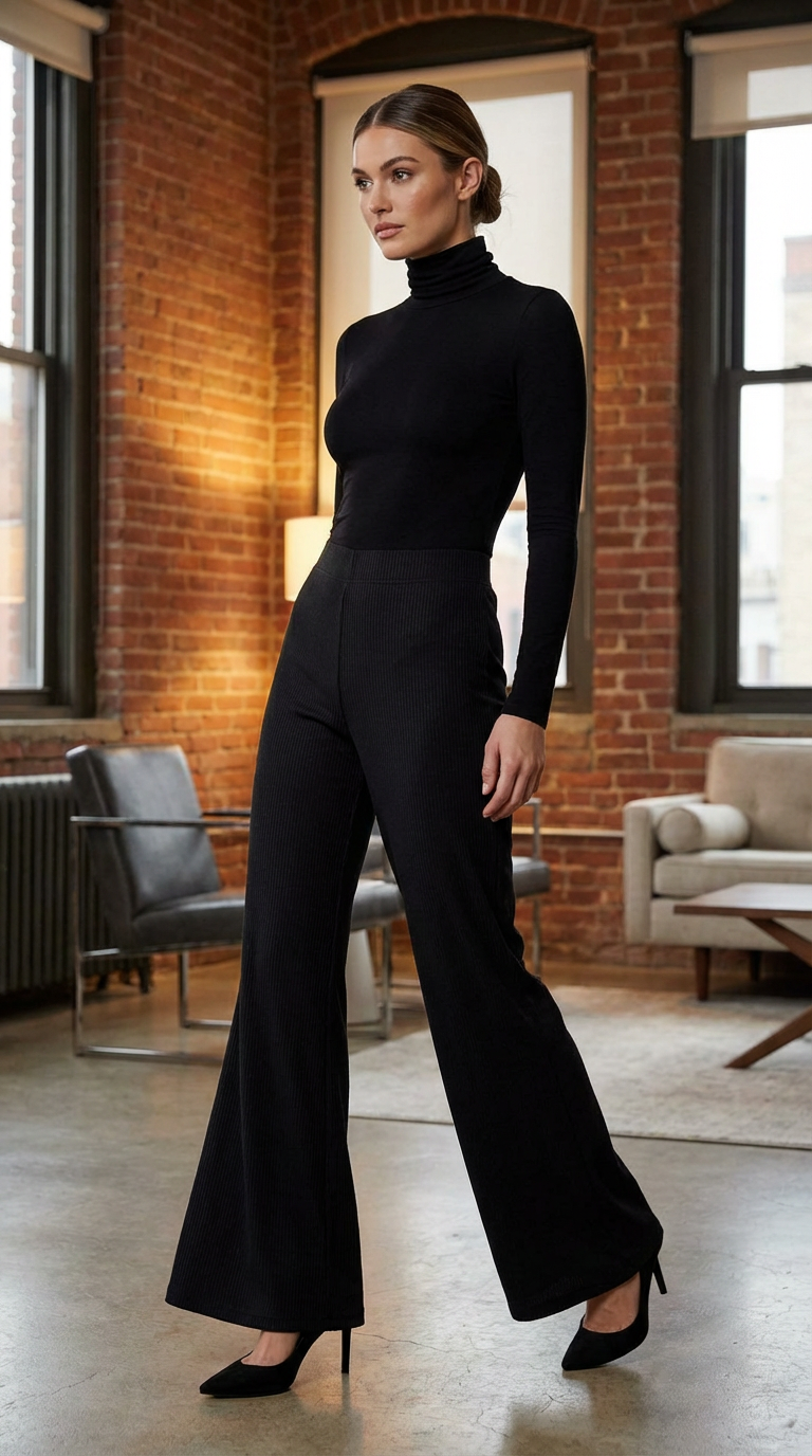 Ribbed Flaired Pant