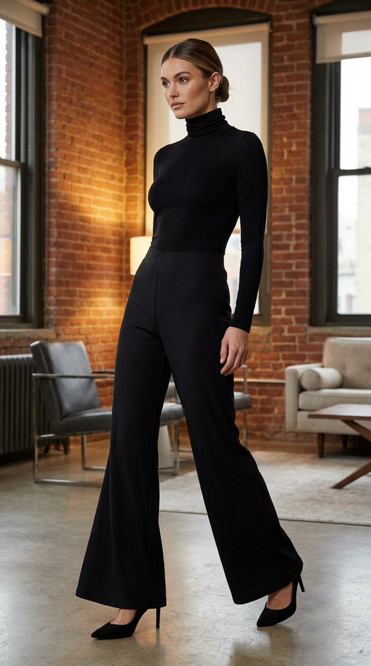 Ribbed Flaired Pant