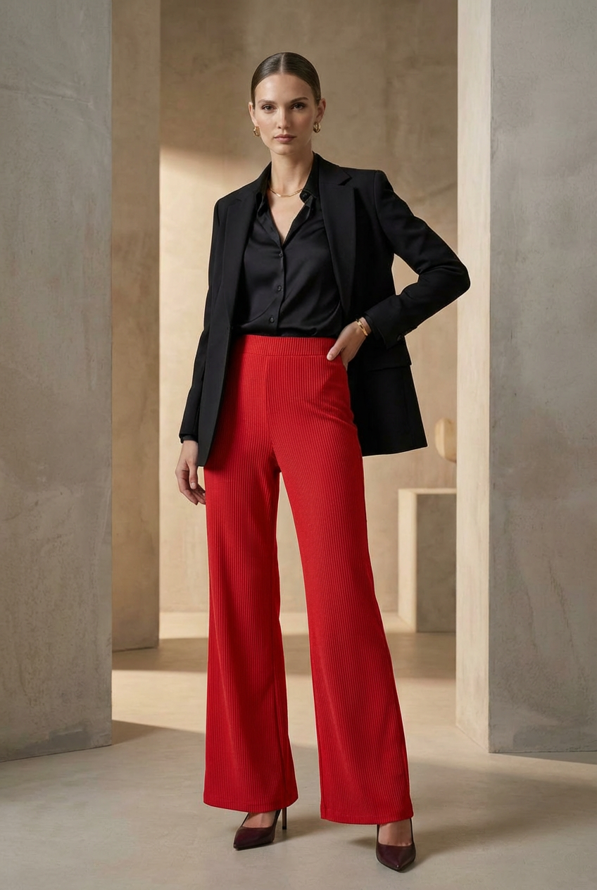 Ribbed Flaired Pant