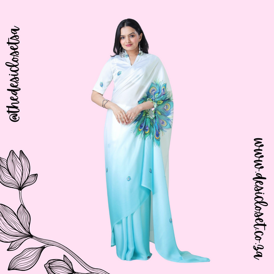 Crape Satin Sari (One Min Sari With Cut Out For Hand/Neck Drape)