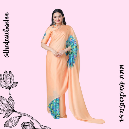 Crape Satin Sari (One Min Sari With Cut Out For Hand/Neck Drape)