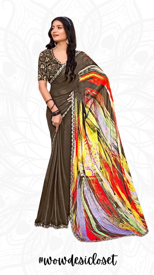 Embroidered Chiffon Sari