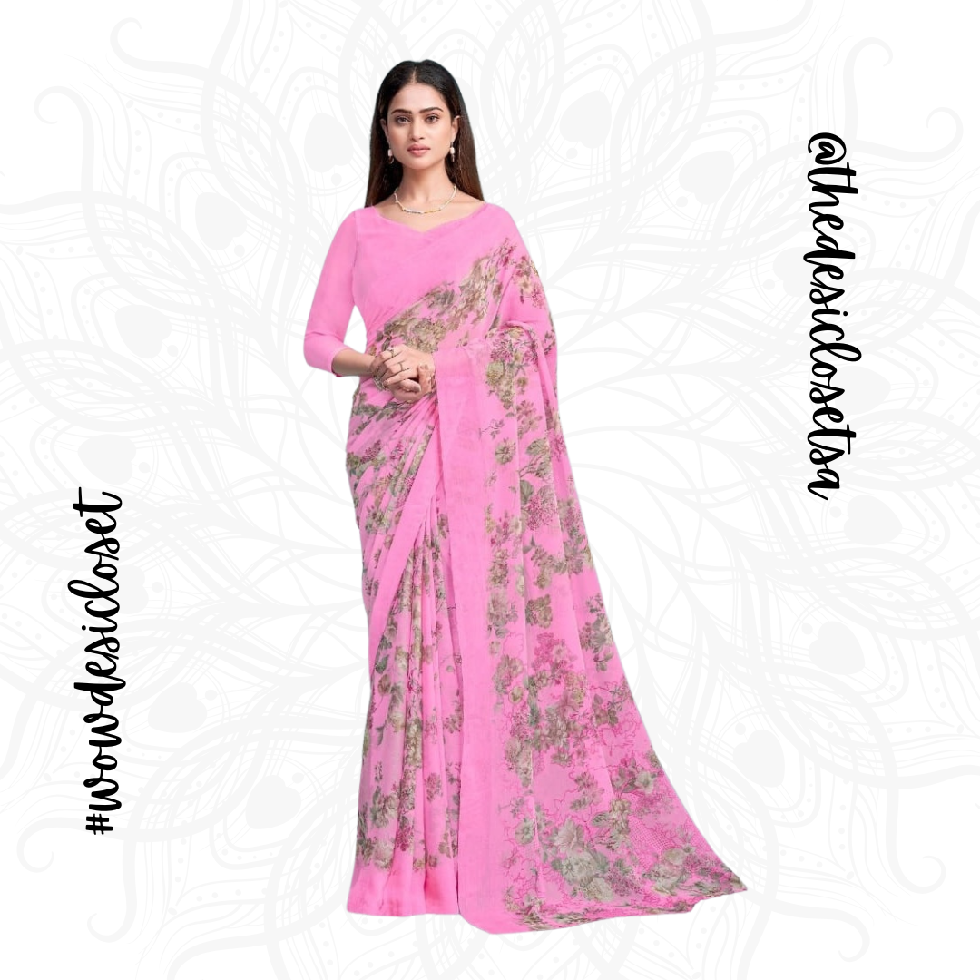 Chiffon Floral Sari