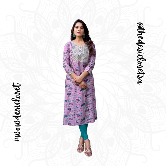 Straight-Cut Printed Rayon Top