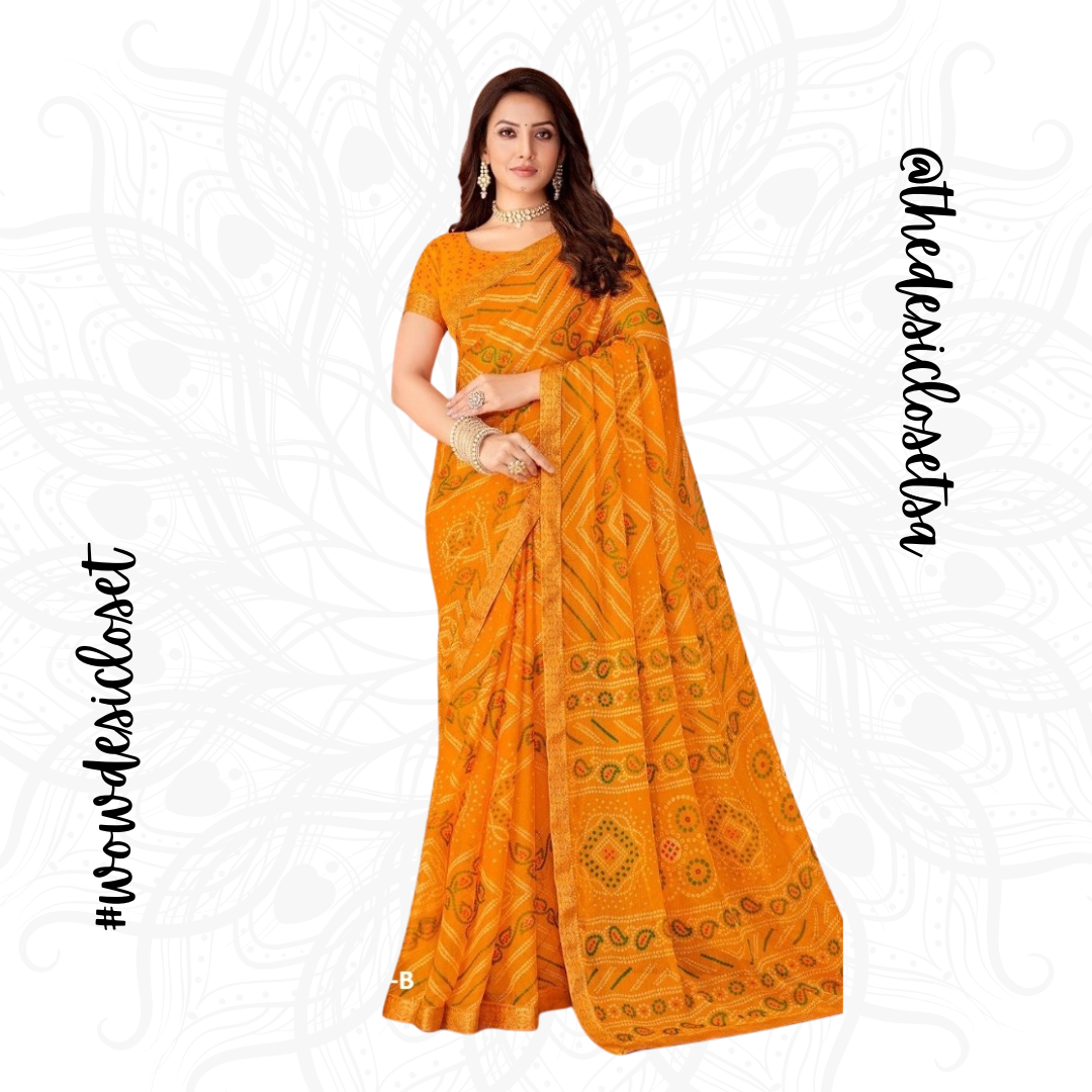 Chiffon Bandhani Sari