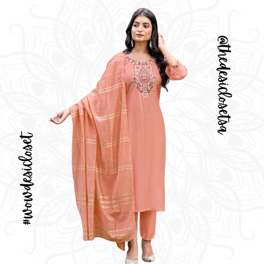 Rayon Salwar Set with Jacquard Dupatta