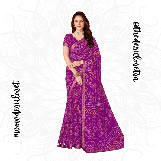 Chiffon Bandhani Sari