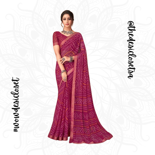 Chiffon Bandhani Sari