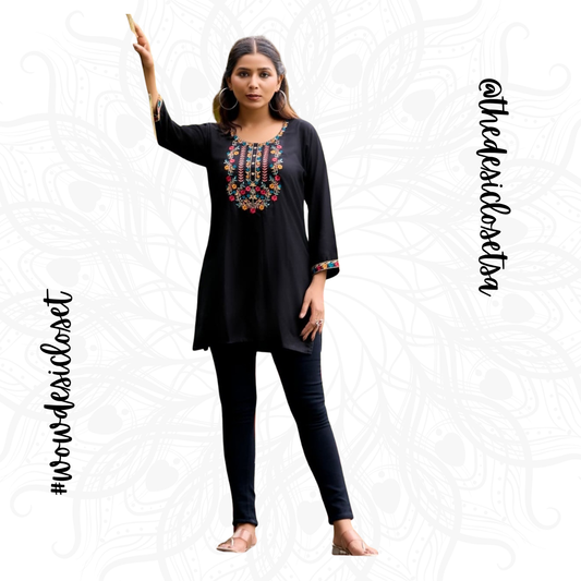 Rayon Embroidered Short Top