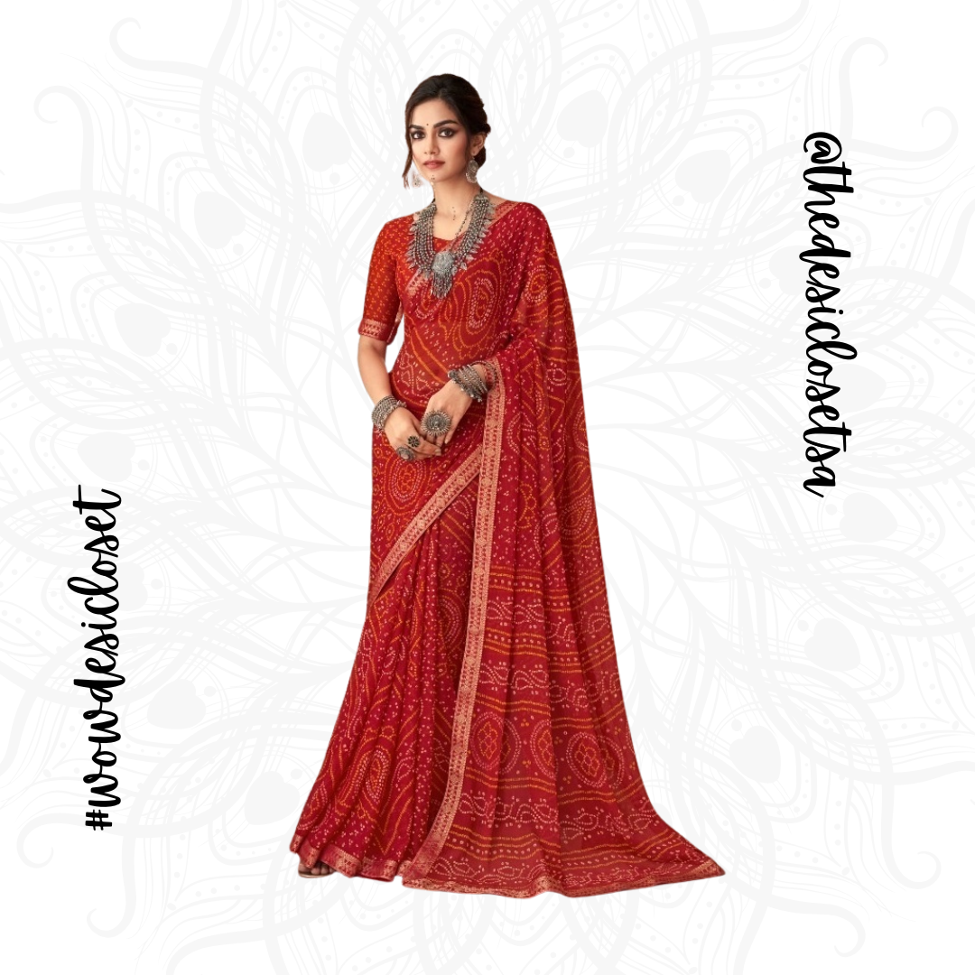 Chiffon Bandhani Sari