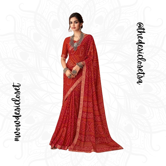 Chiffon Bandhani Sari