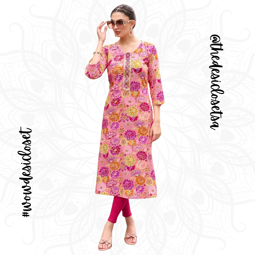 Straight-Cut Printed Rayon Top