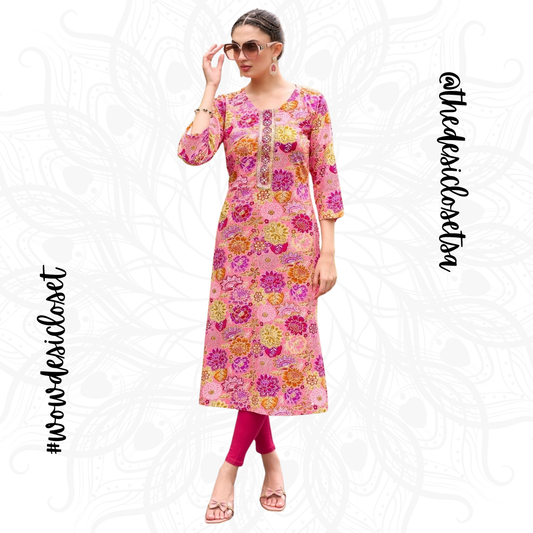 Straight-Cut Printed Rayon Top