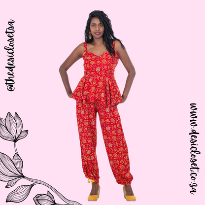 Peplum Fusion Set (Red)
