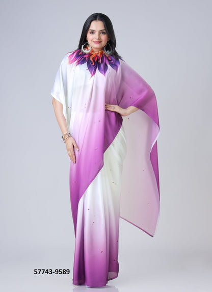 Crape Satin Sari (One Min Sari With Cut Out For Hand/Neck Drape)