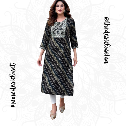 Straight-Cut Printed Rayon Top