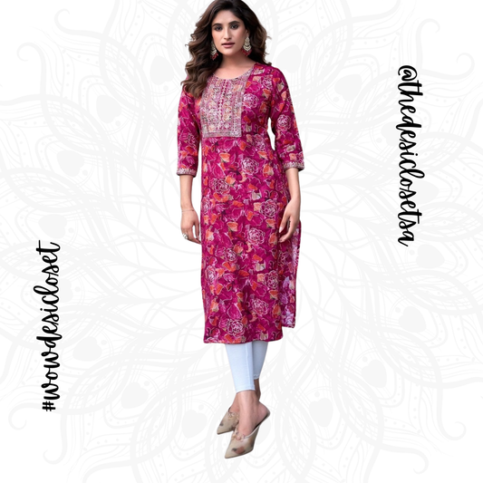 Straight-Cut Printed Rayon Top