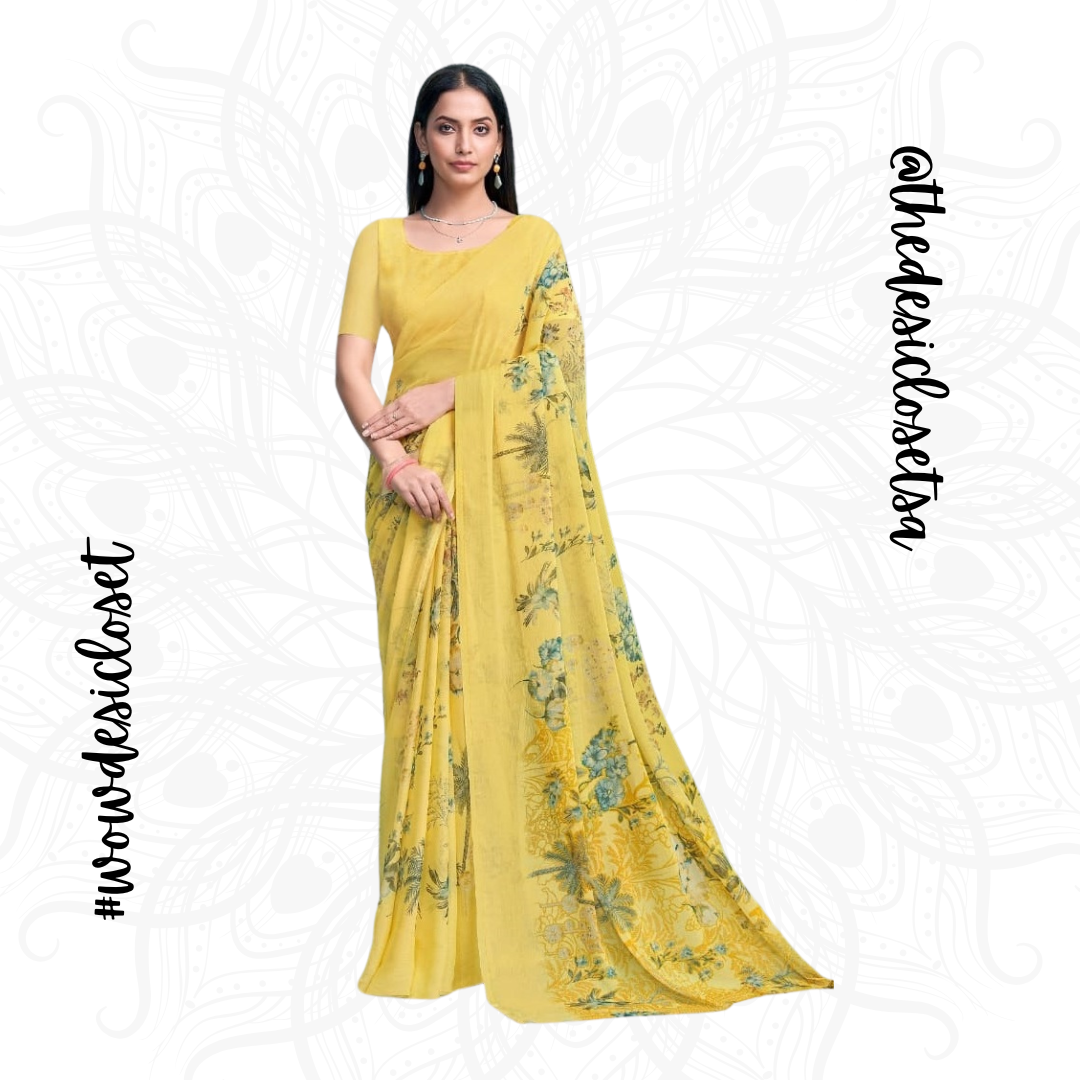 Chiffon Floral Sari