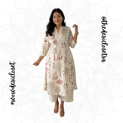 Muslin Co-ord Set (Pink and Purple Print)