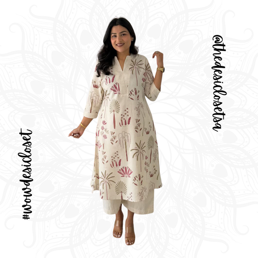 Muslin Co-ord Set (Pink and Purple Print)