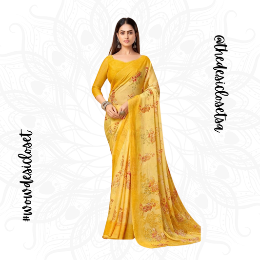 Chiffon Floral Sari