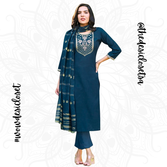 Rayon Salwar Set with Jacquard Dupatta