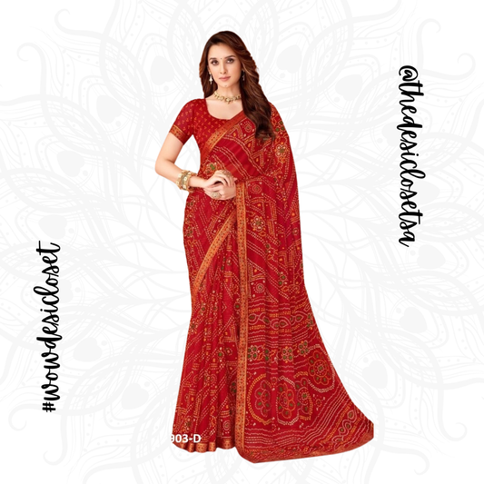 Chiffon Bandhani Sari