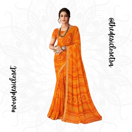 Chiffon Bandhani Sari