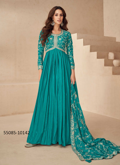 Chinon Silk Gown with Dupatta