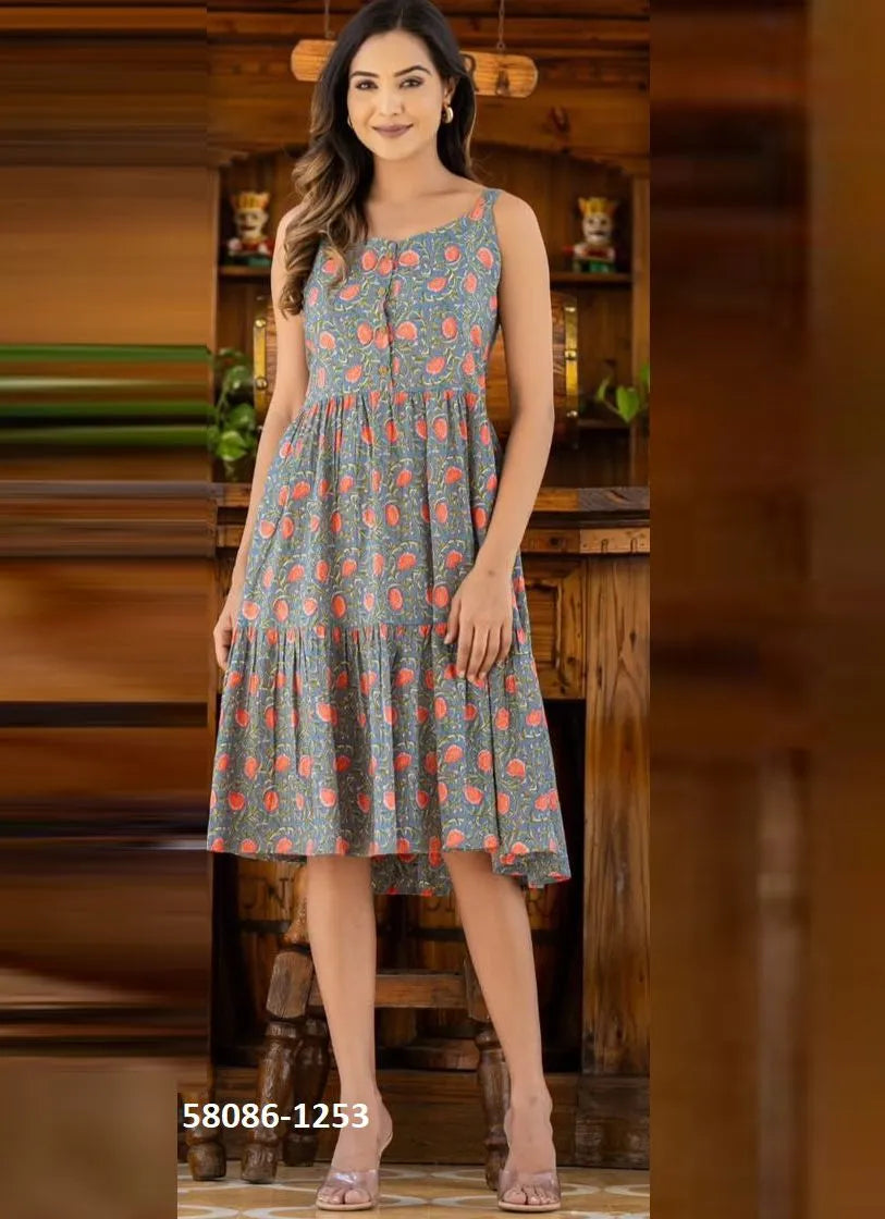 Blue Boho Cotton Summer Dress