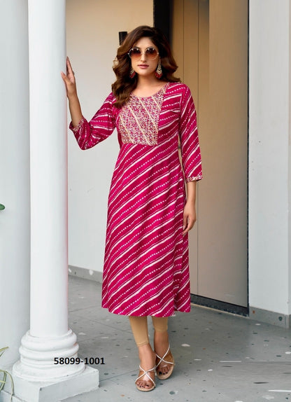 Straight-Cut Printed Rayon Top