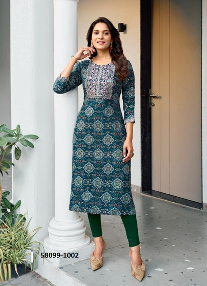 Straight-Cut Printed Rayon Top